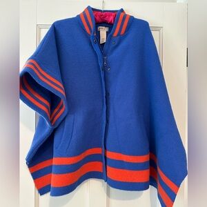 Free People Blue and Orange Sweater Poncho